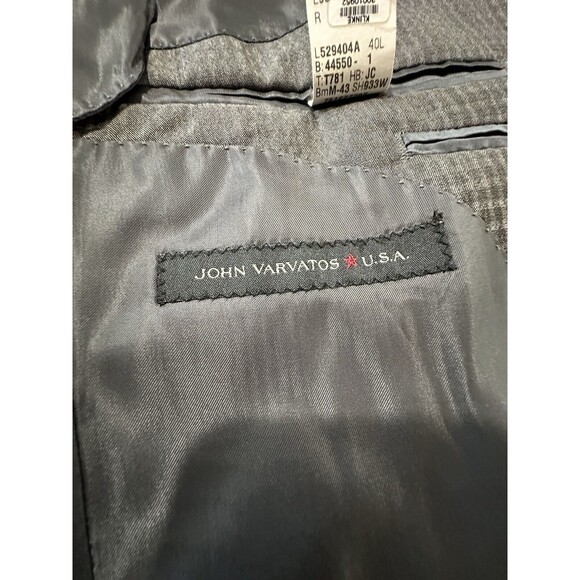 John Varvatos Blazer Sport Coat Men 40L Gray Wool Plaid Jacket Two Button USA - Picture 14 of 16